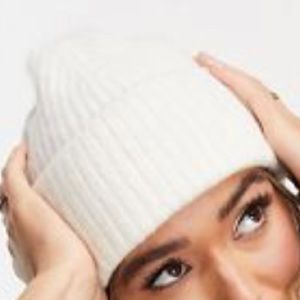 ASOS Design Fisherman Beanie in Cream